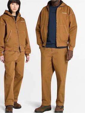 Timberland Caramel Brown Hooded Zip Jacket unisex size medium